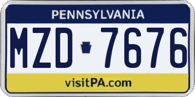 PA license plate MZD7676