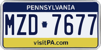 PA license plate MZD7677