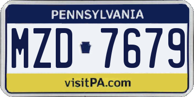 PA license plate MZD7679