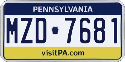 PA license plate MZD7681