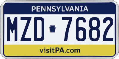 PA license plate MZD7682