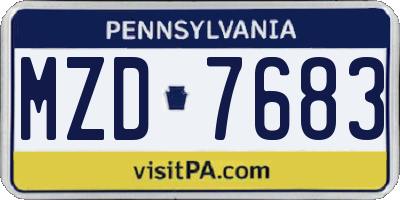 PA license plate MZD7683