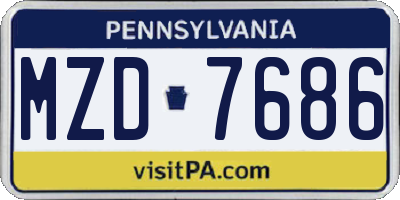 PA license plate MZD7686