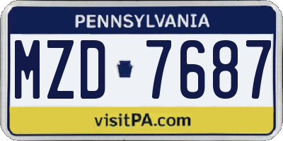 PA license plate MZD7687