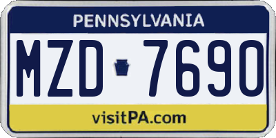 PA license plate MZD7690