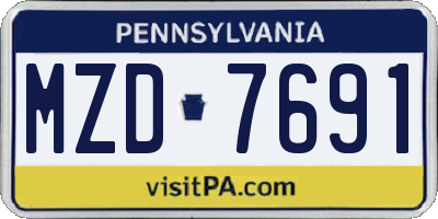 PA license plate MZD7691