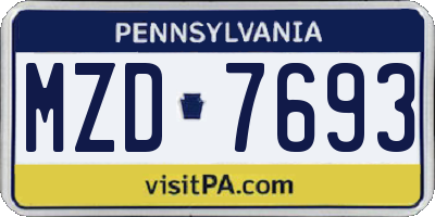 PA license plate MZD7693