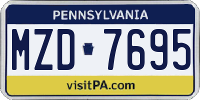 PA license plate MZD7695