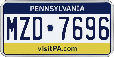 PA license plate MZD7696