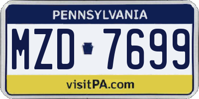 PA license plate MZD7699