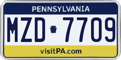 PA license plate MZD7709