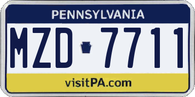 PA license plate MZD7711