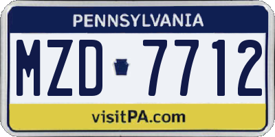 PA license plate MZD7712