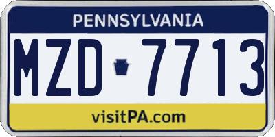 PA license plate MZD7713