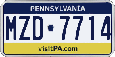PA license plate MZD7714