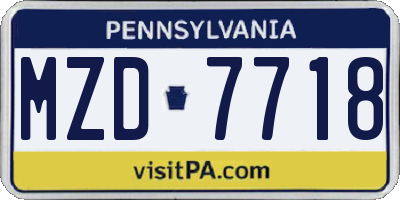 PA license plate MZD7718