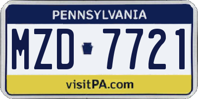 PA license plate MZD7721