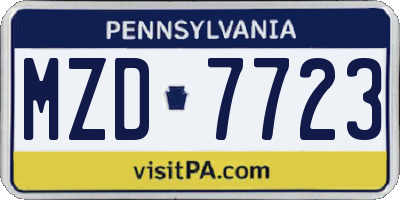 PA license plate MZD7723