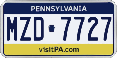 PA license plate MZD7727