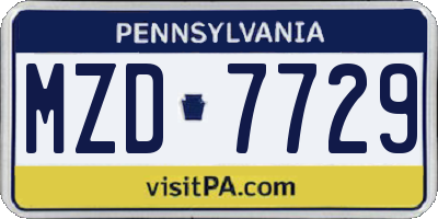PA license plate MZD7729