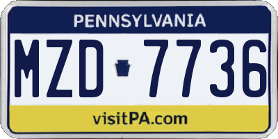 PA license plate MZD7736