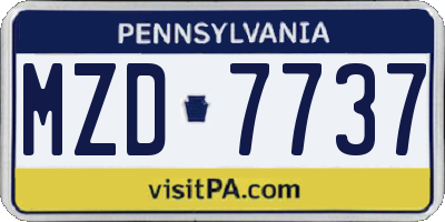 PA license plate MZD7737