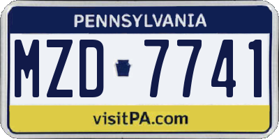 PA license plate MZD7741