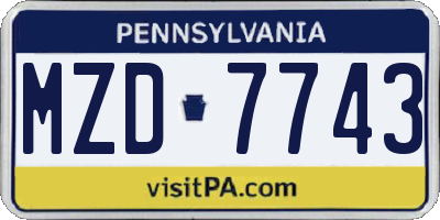 PA license plate MZD7743