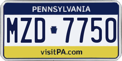 PA license plate MZD7750
