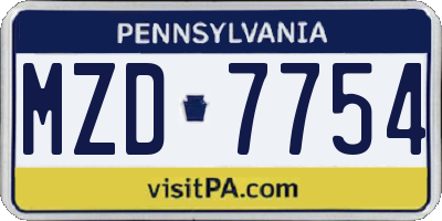 PA license plate MZD7754
