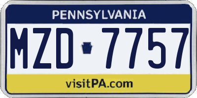 PA license plate MZD7757