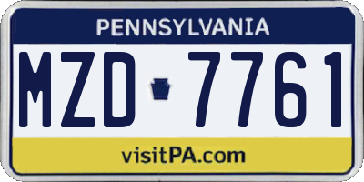 PA license plate MZD7761
