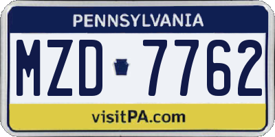 PA license plate MZD7762