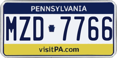 PA license plate MZD7766