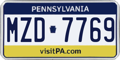 PA license plate MZD7769