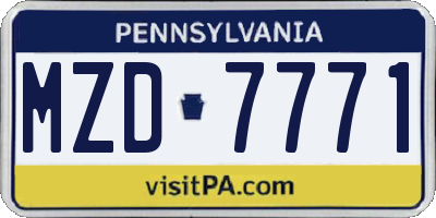 PA license plate MZD7771
