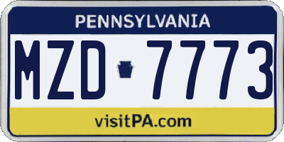 PA license plate MZD7773