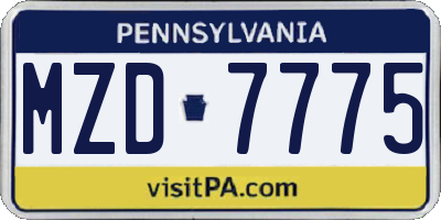 PA license plate MZD7775