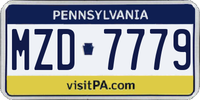 PA license plate MZD7779