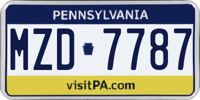 PA license plate MZD7787
