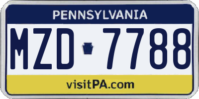PA license plate MZD7788
