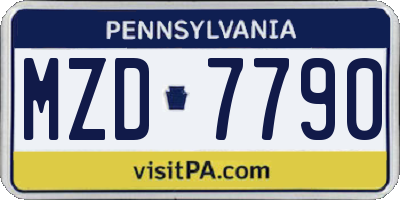 PA license plate MZD7790