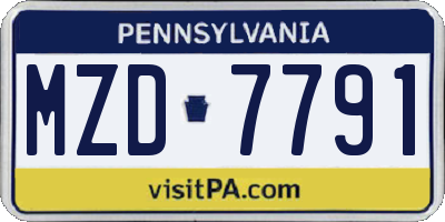 PA license plate MZD7791