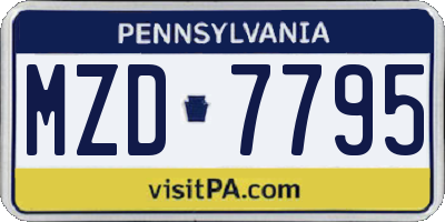 PA license plate MZD7795