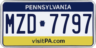 PA license plate MZD7797