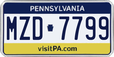 PA license plate MZD7799