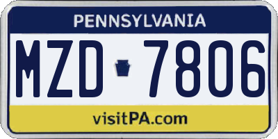 PA license plate MZD7806