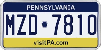 PA license plate MZD7810