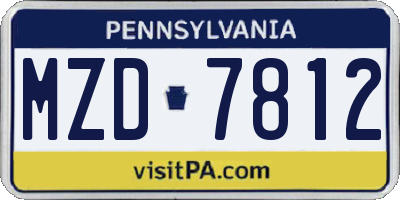 PA license plate MZD7812