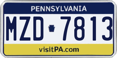 PA license plate MZD7813